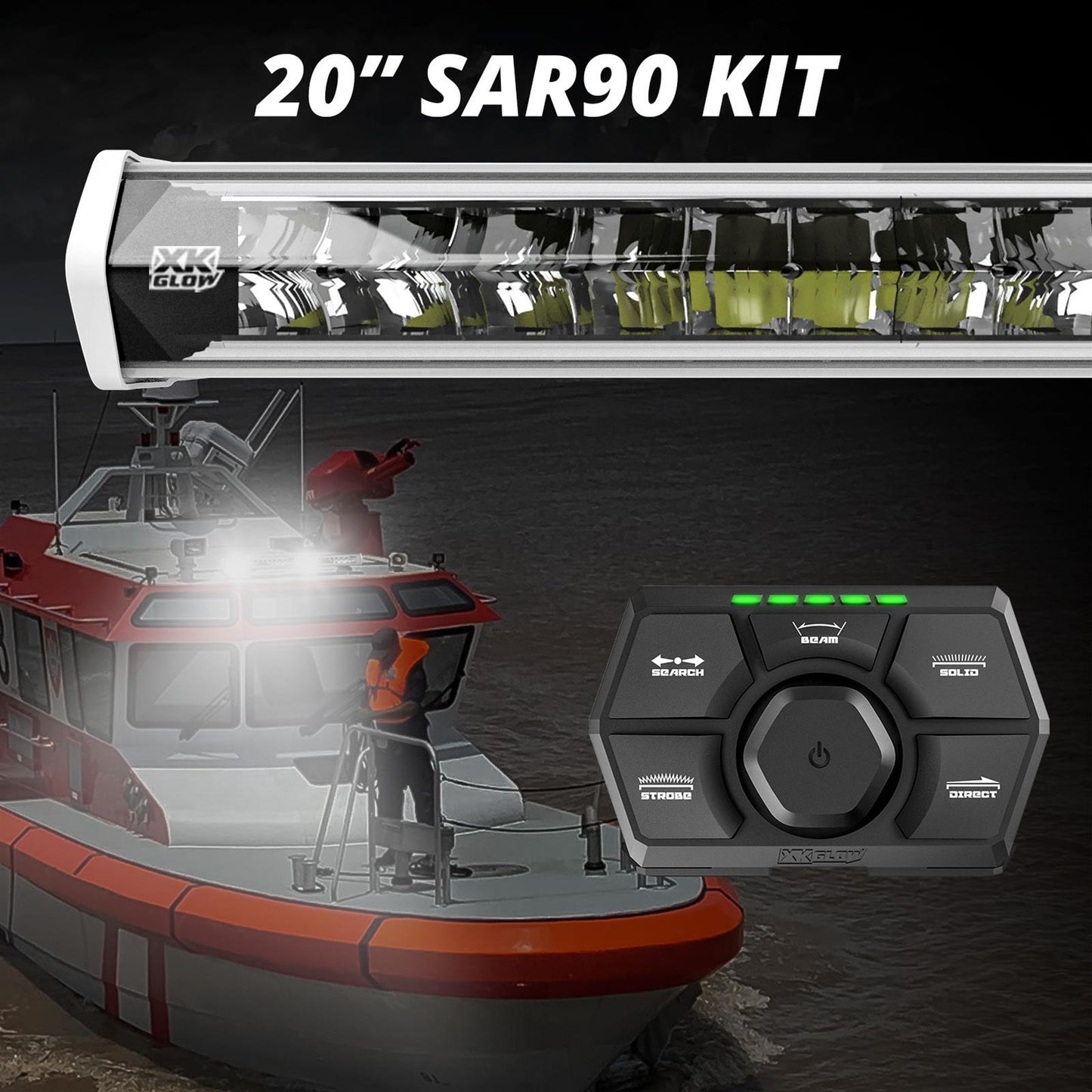 XK Glow SAR90 Light Bar Kit Emergency Search and Rescue Light System White 20In XK-SAR90-1W