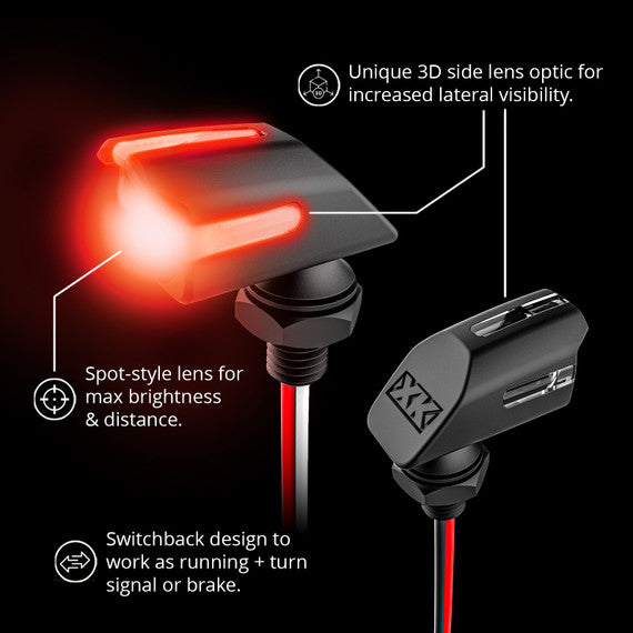 XK Glow Mini Red Turn Signal Black x2