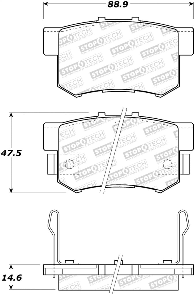 StopTech Premium Ceramic Rear Brake Pads - 308.05371