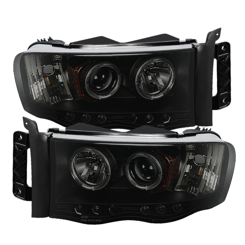 Spyder Dodge Ram 1500 02-05 03-05 Projector Headlights LED Halo LED Blk Smke PRO-YD-DR02-HL-BSM SPYDER