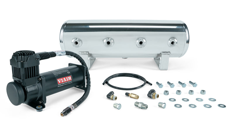 Air Lift 27805 2.5 Gal. Polished Tank w/ Viair 444b Blk Compressor (Incl. Fittings & Mounting Hardware)