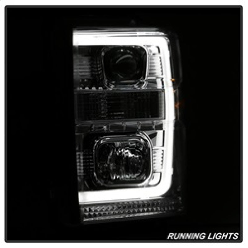Spyder 08-10 Ford F-250 Super Duty V2 Light Bar DRL Projector Headlights - Chrm (PRO-YD-FS08V2-LB-C) SPYDER
