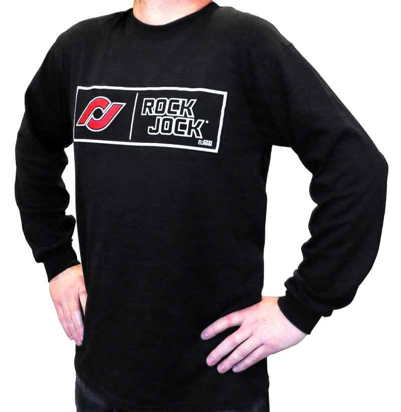 RockJock Long Sleeve T-Shirt w/ Rectangle Logo Black Large Print on the Front
