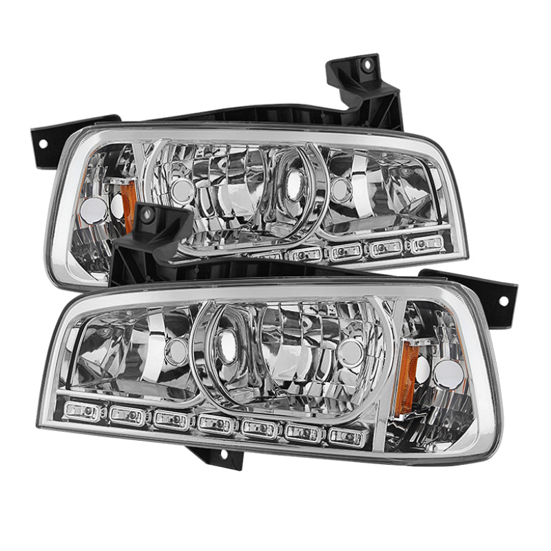 Xtune Dodge Charger 06-10 1Pc LED Crystal Headlights Chrome HD-ON-DCH05-1PC-LED-C SPYDER