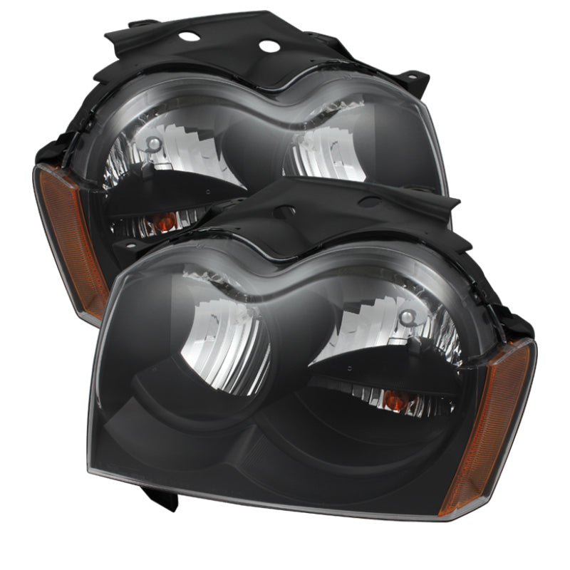 Xtune Jeep Grand Cherokee 05-07 Crystal Headlights Black HD-JH-JGC05-AM-BK SPYDER