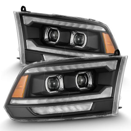 AlphaRex 09-18 Ram 1500/2500 PRO-Series Proj Headlights Black w/Sequential Signal and Top/Middle DRL AlphaRex