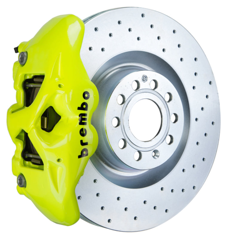 Brembo 07-15 TT 2.0T/3.2L/09-15 TTS Front GT BBK 4 Pist Cast 345x30 1pc Rotor Drilled- Fluo. Yellow Brembo