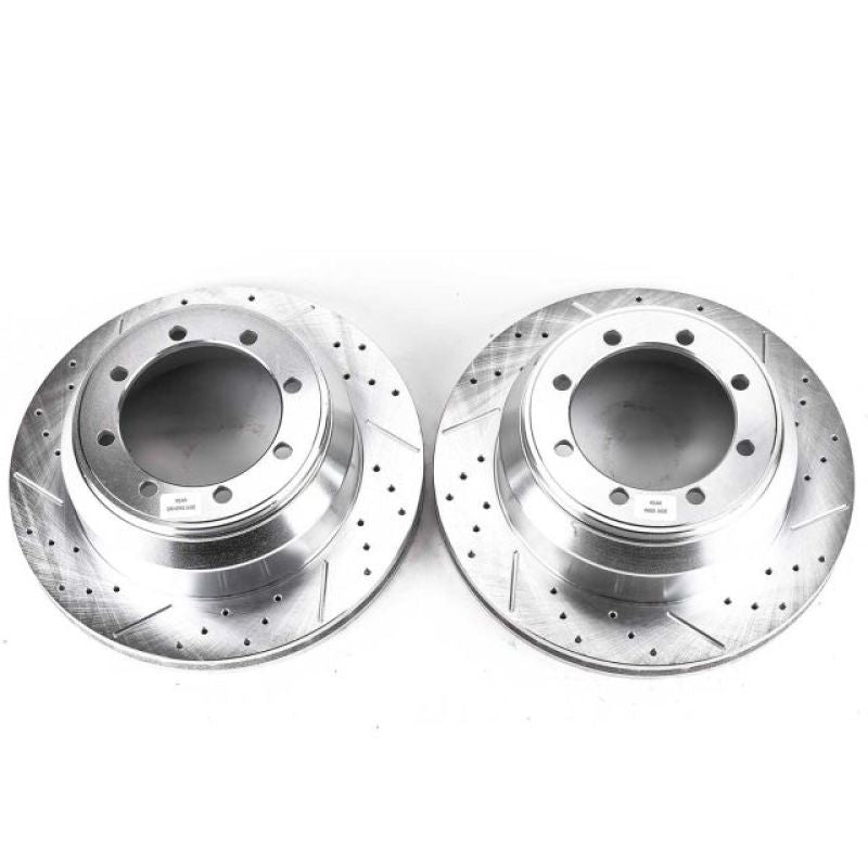 Power Stop 99-04 Ford F-350 Super Duty Rear Evolution Drilled & Slotted Rotors - Pair
