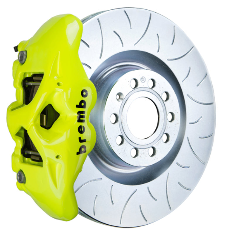 Brembo 07-15 TT 2.0T/3.2L/09-15 TTS Fr GT BBK 4Pist Cast 345x30 1pc Rotor Slot Type3- Fluo. Yellow Brembo