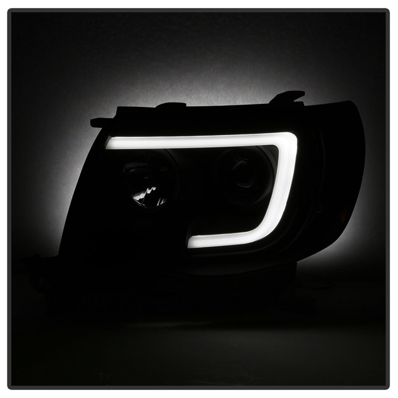 Spyder 05-11 Toyota Tacoma Ver 2 Proj Headlights - Light Bar DRL - Black Smoke PRO-YD-TT05V2-LB-BSM SPYDER