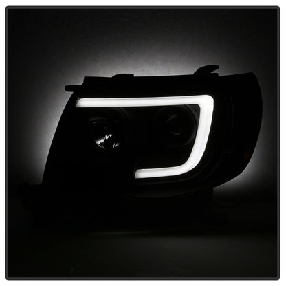 Spyder 05-11 Toyota Tacoma Ver 2 Proj Headlights - Light Bar DRL - Black Smoke PRO-YD-TT05V2-LB-BSM SPYDER
