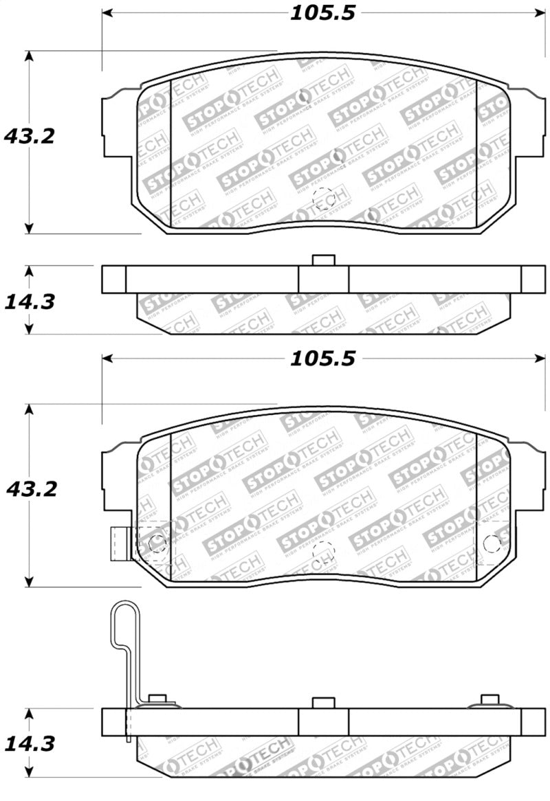 StopTech Premium Ceramic Rear Brake Pads - 308.10080 Stoptech