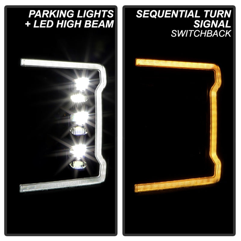Spyder Ford F-250/F-350/F450 17-18 Full LED Headlights Chrome PRO-YD-FS17HALAP-SEQ-BK SPYDER