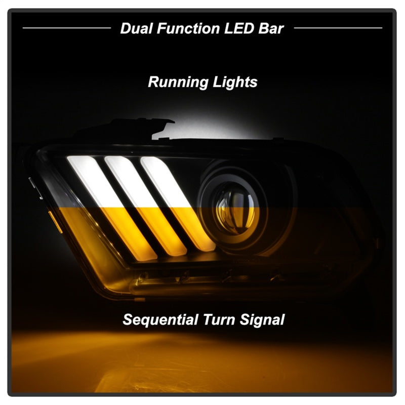 Spyder 13-14 Ford Mustang (HID Only) Projector Headlights w/Turn Signals - Blk PRO-YD-FM13HID-BK SPYDER