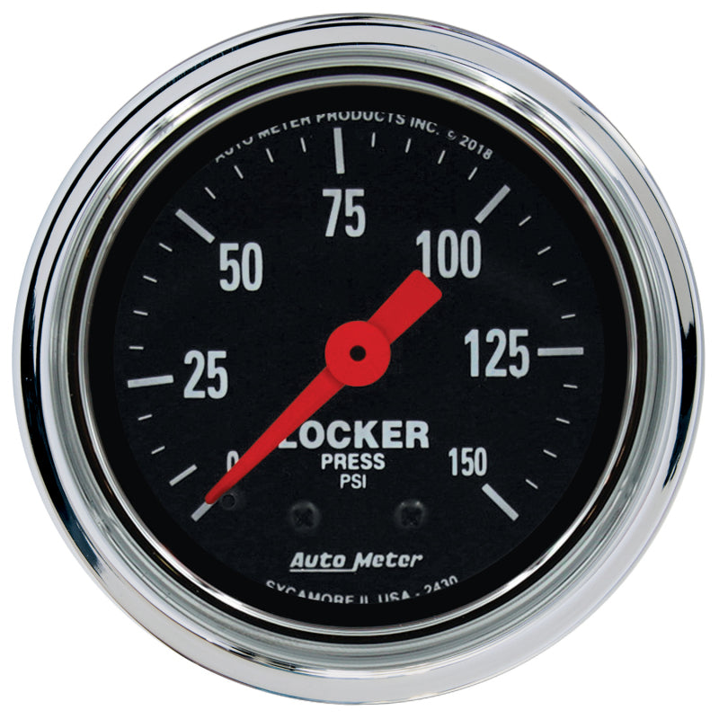 Autometer Traditional Chrome 2-1/16in 150 PSI Mechanical Air Locker Gauge 2430