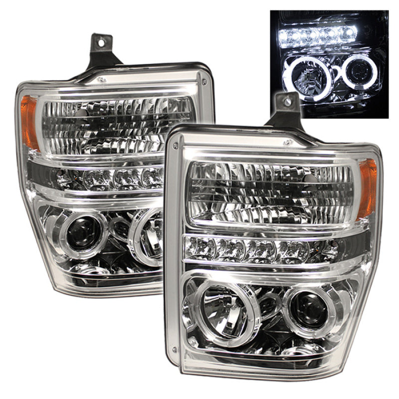 Spyder Ford F250/350/450 Super Duty 08-10 Projector Headlights LED Halo LED Chrm PRO-YD-FS08-HL-C SPYDER