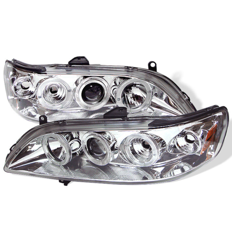 Spyder Honda Accord 98-02 1PC Projector Headlights LED Halo Amber Reflctr Chrm PRO-YD-HA98-AM-C SPYDER