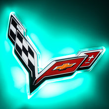 Load image into Gallery viewer, Oracle Corvette C7 Rear Illuminated Emblem - Dual Intensity - Aqua SEE WARRANTY