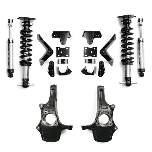 QA1 2019+ Chevrolet Silverado / GMC Sierra 1500 Single Adjustable 4/5in Lowering Kit w/ Spindles