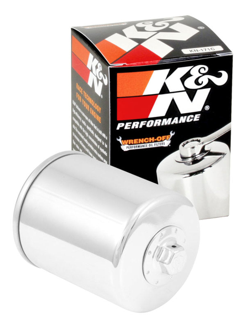 K&N Harley Davidson / Buell 3in OD x 4.063in H Chrome Oil Filter