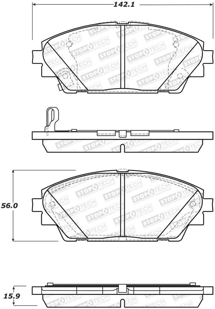 StopTech Premium Ceramic Front Brake Pads - 308.17280