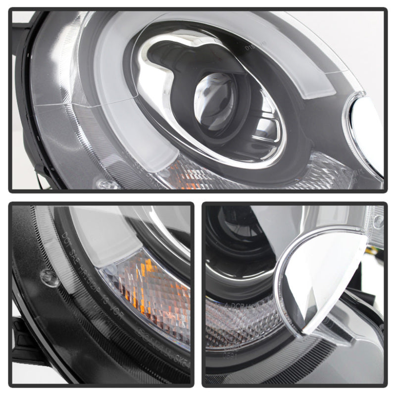 Spyder Mini Cooper 2007-2012 Projector Headlights Halogen Model Only - DRL Black PRO-YD-MC07-DRL-BK SPYDER