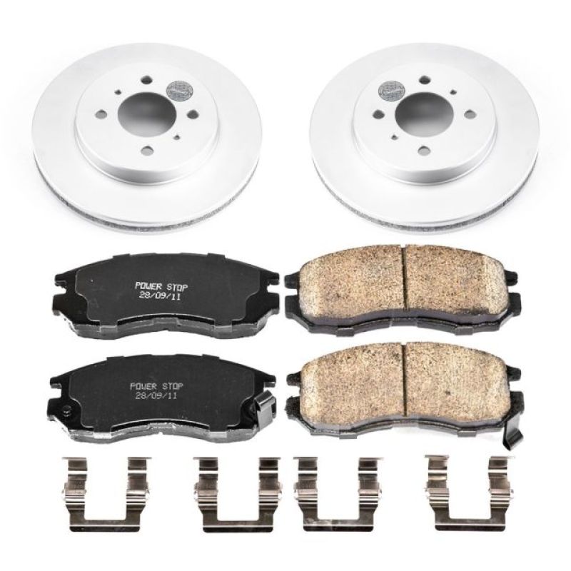 Power Stop 98-02 Mitsubishi Mirage Front Z17 Evolution Geomet Coated Brake Kit PowerStop