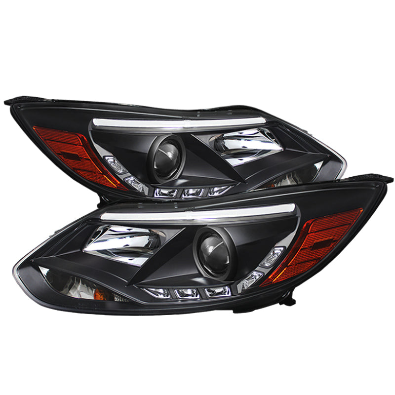 Spyder Ford Focus 12-14 Projector Headlights Halogen Model Only - DRL Black PRO-YD-FF12-DRL-BK SPYDER