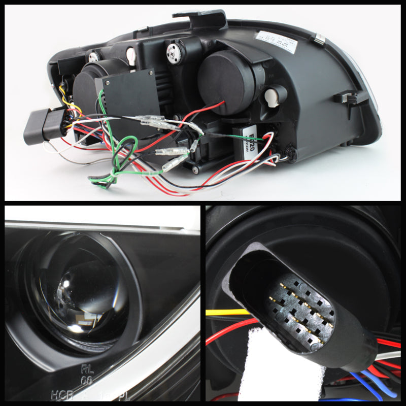 Spyder Audi A4 06-08 Projector Headlights Halogen Only - Light Tube DRL Blk PRO-YD-AA405-LTDRL-G2-BK SPYDER