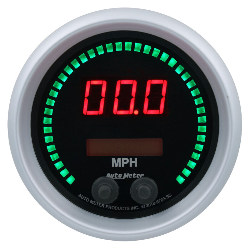 Autometer 85.7mm Black Switchable 260 MPH / 260 KM/H Speedometer Sport-Comp Elite Digital Gauge 6789-SC