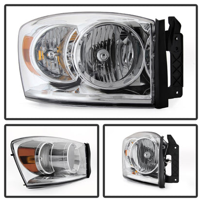 Xtune Dodge Ram 1500 06-08 / Ram 2500/3500 06-09 Amber Crystal Headlights Chrome HD-JH-DR06-AM-C SPYDER