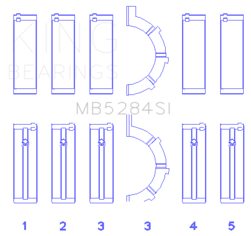 King Engine Bearings Chrysler/Jeep 287Ci 4.7L (Size +0.25mm) Main Bearing Set King Engine Bearings
