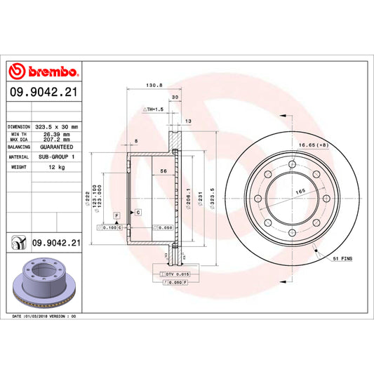 Brembo 07-17 Lexus LS460 Rear UV Coated Rotor