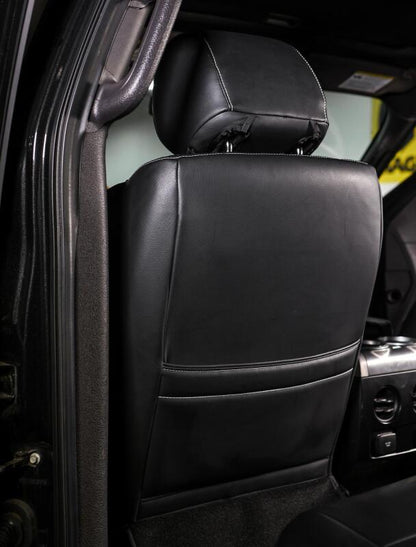 PRP 12-14 Ford Raptor Front Seat Covers (Pair) - Black w Silver Stitch B068-06