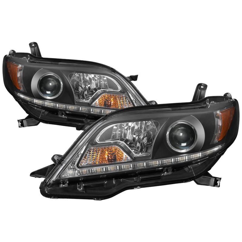 Spyder Toyota Sienna 2011-2014  Projector Headlights - DRL LED - Black PRO-YD-TSEN11-DRL-BK SPYDER