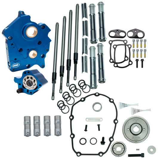 S&S Cycle 2017+ M8 WC Models Gear Drive Cam Chest Kit w/o Cam - Chrm Pushrod Tubes - Incl. VVT