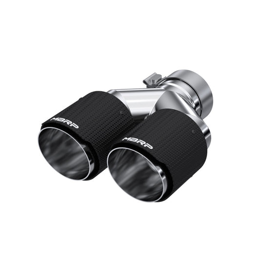 MBRP 3in ID / Dual 4in OD Out Staggered L 9.87in / R 9.37in Dual Wall Carbon Fiber Univ Exhaust Tip MBRP