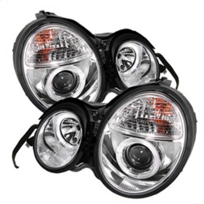 Spyder Mercedes Benz E-Class 95-99 Projector Headlights LED Halo Chrm PRO-YD-MBW21095-HL-C SPYDER