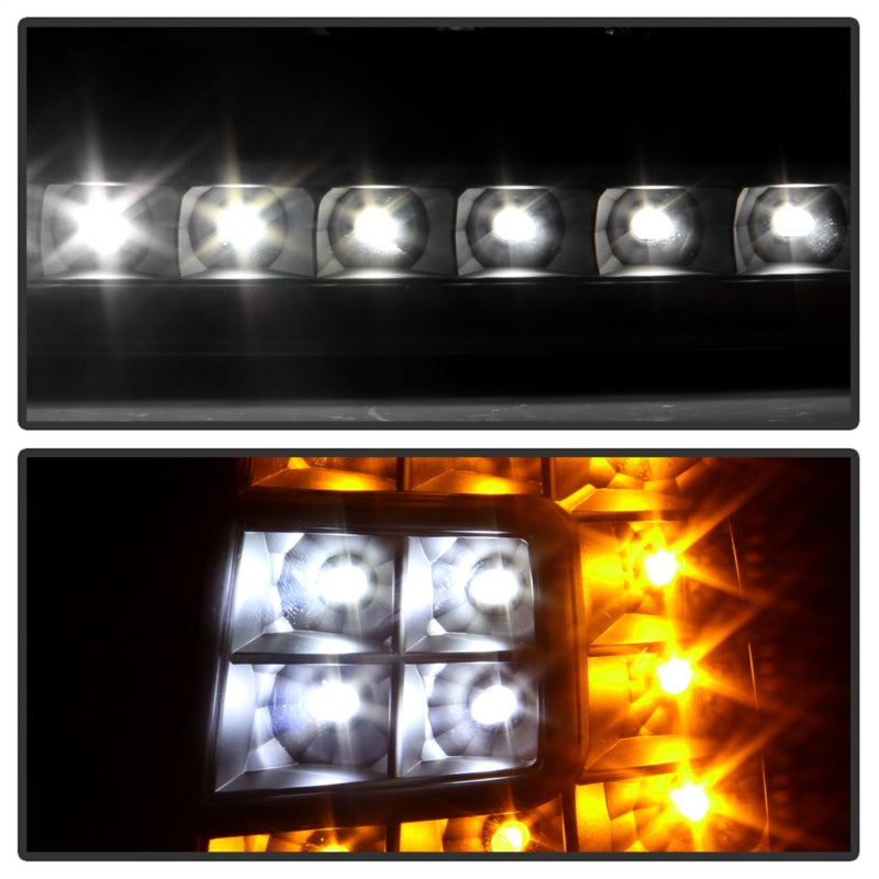 Xtune Ford F150 97-03 Crystal Headlights w/ Clear LED Corners Black HD-ON-FF15097-LED-SET-BK SPYDER