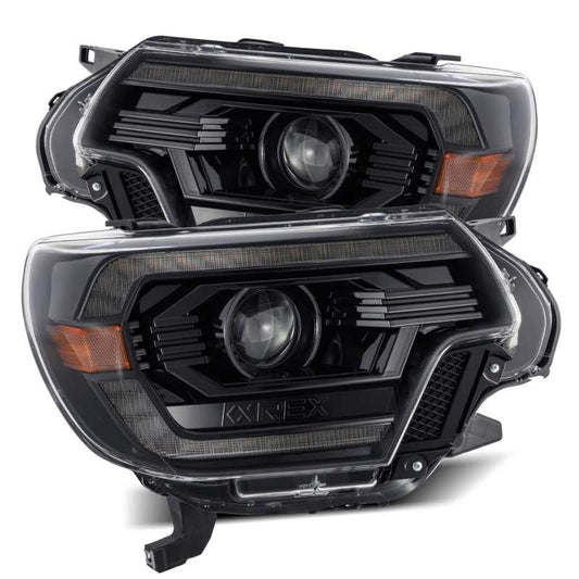 AlphaRex 12-15 Toyota Tacoma LUXX LED Projector Headlights Plank Style Alpha Black w/DRL AlphaRex