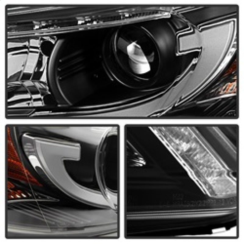 Spyder Honda Accord 2013-2015 4DR Projector Headlights Light Bar DRL Black PRO-YD-HA13-LBDRL-BK SPYDER