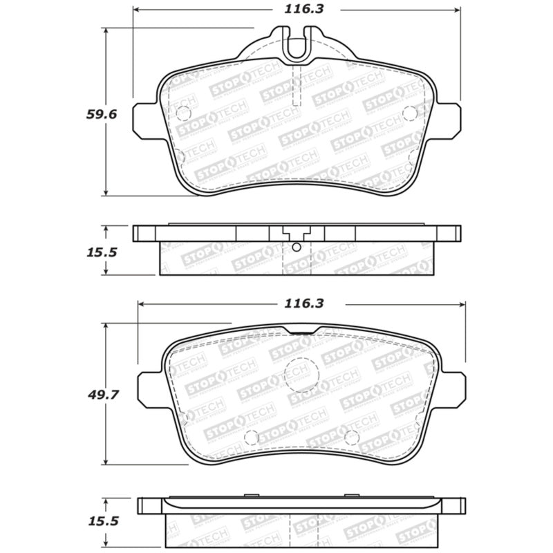 StopTech Premium Ceramic Front Brake Pads - 308.16302