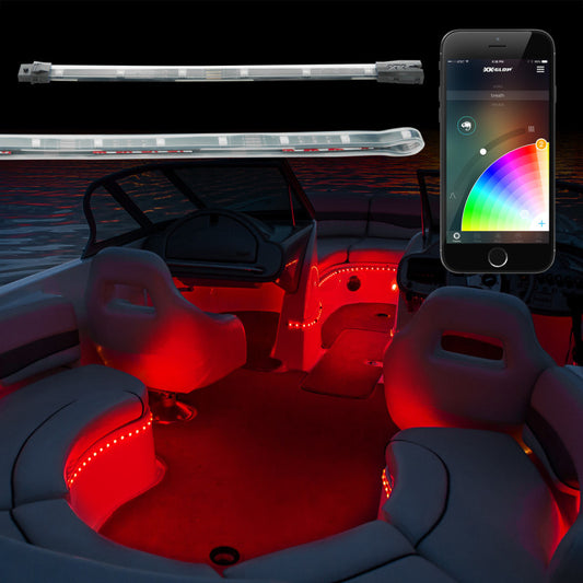XKGlow XKchrome Boat 6x36" + 6x9" Strip Advanced Kit with Dual-Mode Dash Mount Controller - Part XK-BOAT-ADV-DM