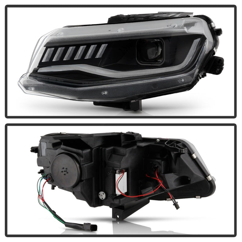 Spyder Chevy Camaro 16-18 HID Model Full LED Headlights Black PRO-YD-CCAM16HIDAP-SEQ-BK SPYDER