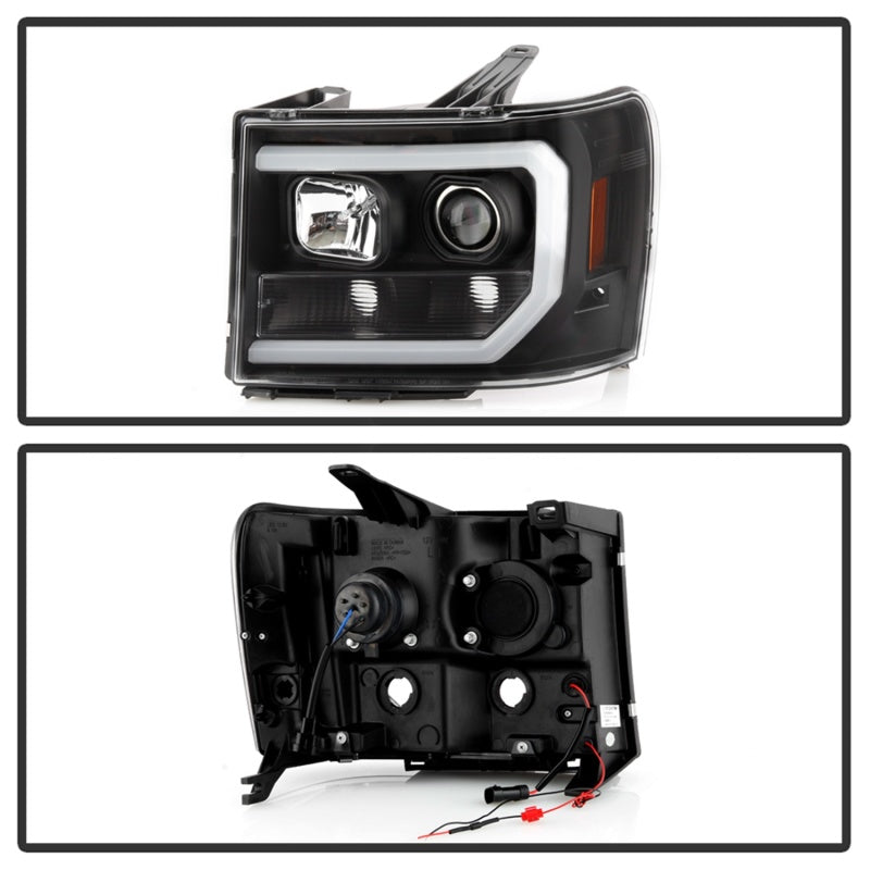 Spyder 07-13 GMC Sierra 1500-3500 Ver 2 Proj Headlights - DRL LED - All Blk PRO-YD-GS07V2-LBDRL-BKV2 SPYDER