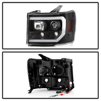 Spyder 07-13 GMC Sierra 1500-3500 Ver 2 Proj Headlights - DRL LED - All Blk PRO-YD-GS07V2-LBDRL-BKV2 SPYDER
