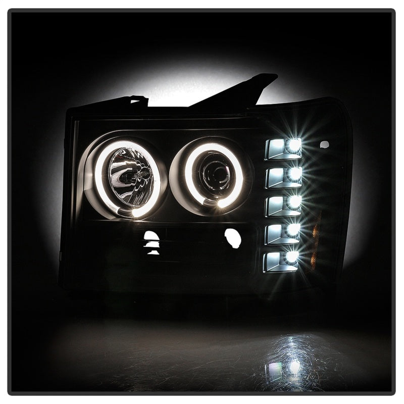 Spyder GMC Sierra 1500/GMC Sierra Denali 08-13 Projector LED Halo- LED All Blk PRO-YD-GS07-HL-BKV2 SPYDER