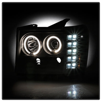 Spyder GMC Sierra 1500/GMC Sierra Denali 08-13 Projector LED Halo- LED All Blk PRO-YD-GS07-HL-BKV2 SPYDER