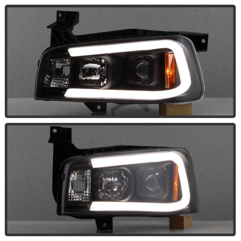 Spyder Dodge Charger 06-10 Projector Headlights - LED Light Bar - Black PRO-YD-DCH05V2-LB-BK SPYDER