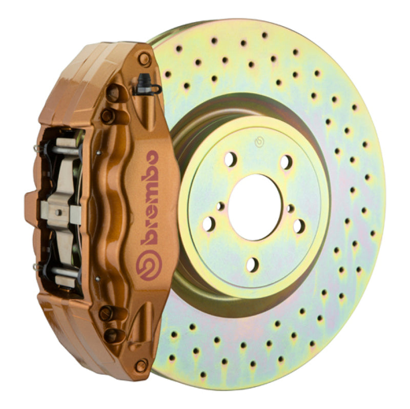 Brembo 15-21 WRX (VA) Front GT BBK 4 Piston Cast 2pc 326 x30 1pc Rotor Drilled - Gold Brembo